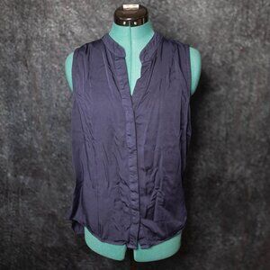 Bella Dahl Navy Sleeveless Button-Down Blouse Women’s Size Large